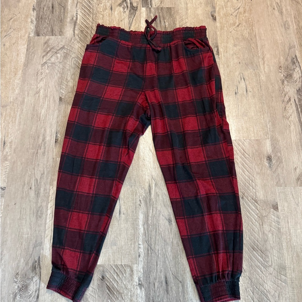 Red and Black Plaid Jogger Pants